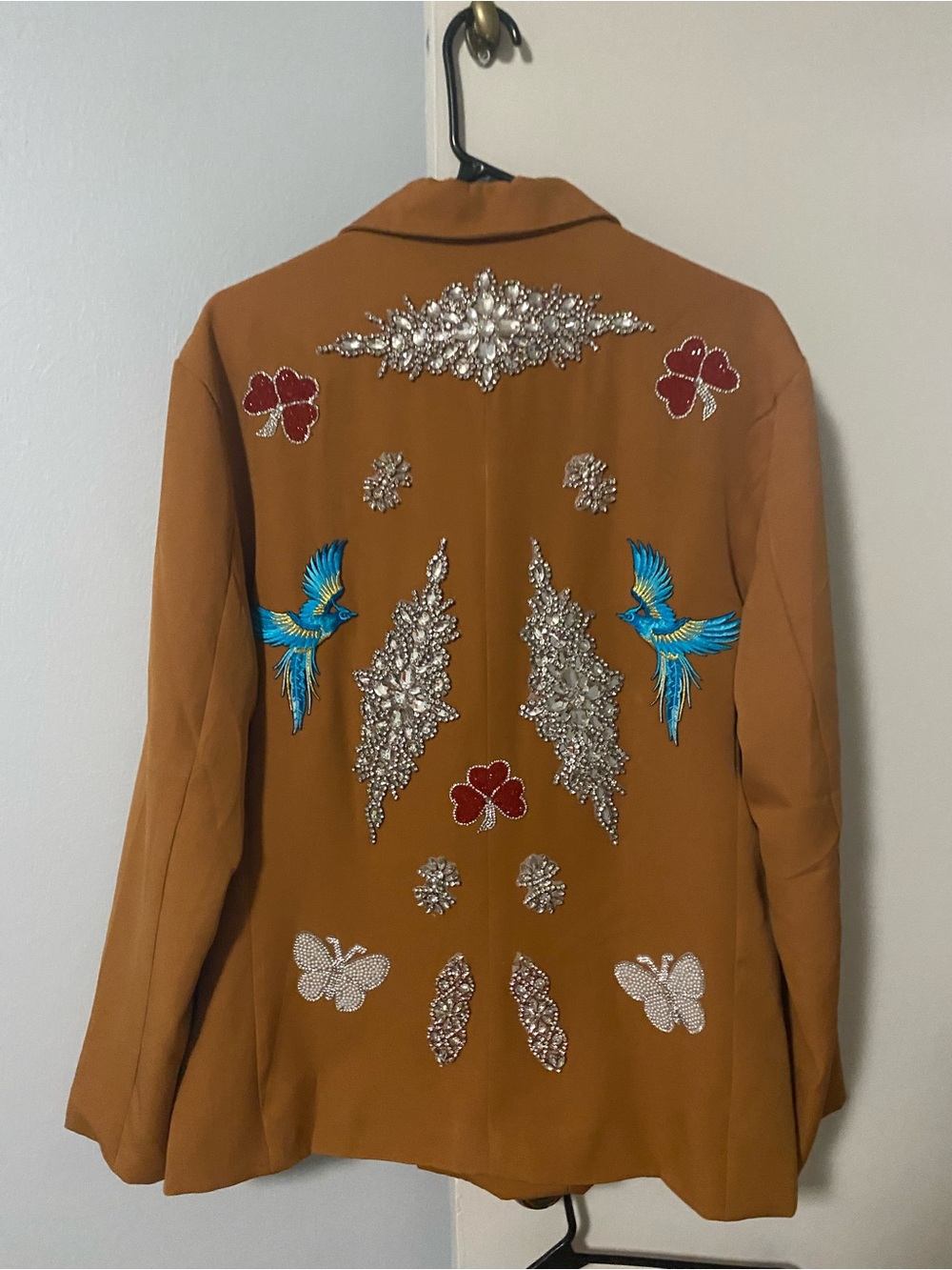 Embellished Rust Orange Mens Suit with Appliques